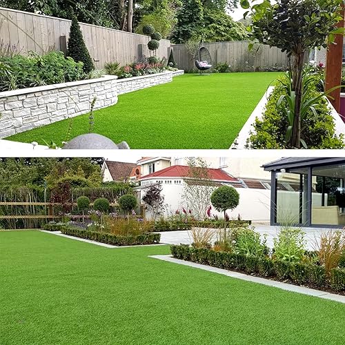 Miniatura 7 de Shuonuo Césped artificial de lujo, 1.50 pulgadas de altura de pelo grueso y realista, césped sintético Astro sintético, 3 pies x 30 pies, alfombra