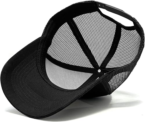 Miniatura 6 de Gorra de camionero con bandera estadounidense, gorra de malla de pesca, parche de cuero, ajustable, gorra de béisbol para exteriores para hombres y