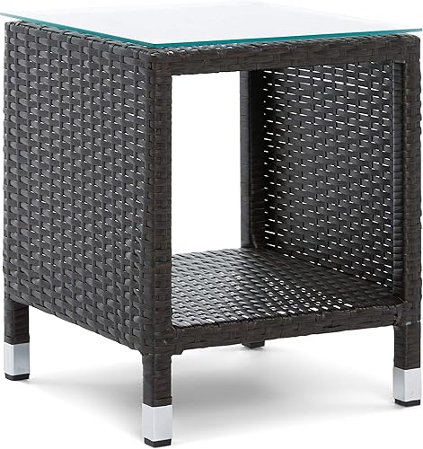 Miniatura 19 de Serta Laguna - Colección de muebles de mimbre de resina marrón para exteriores, fácil montaje, porche o piscina, 5 piezas de mimbre marrón no