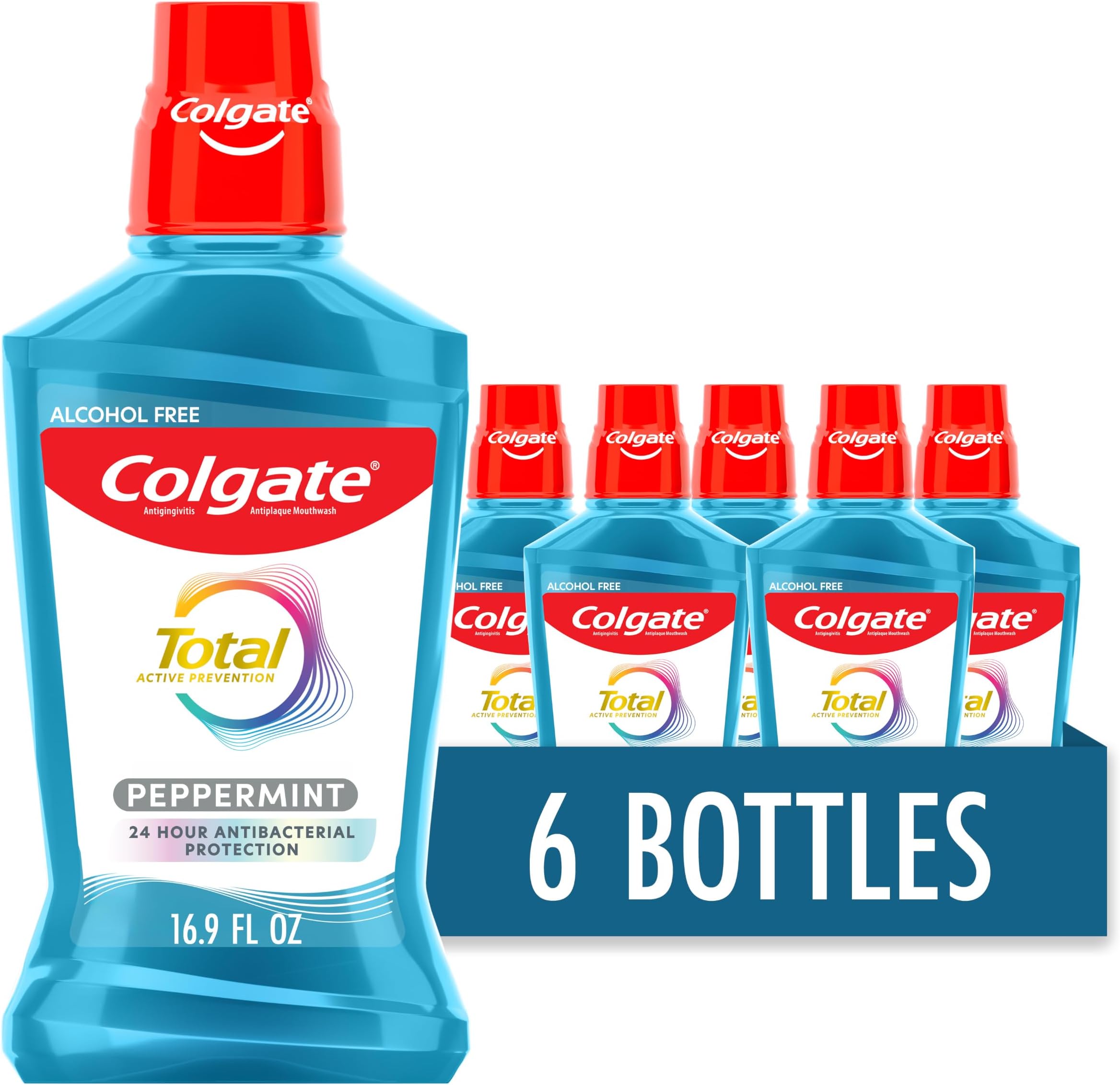 Colgate Total Alcohol Free Mouthwash, Peppermint, 500 mL