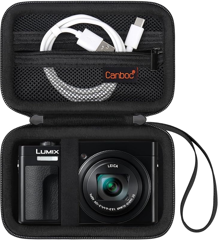 Canboc Carrying Case for Panasonic LUMIX ZS99/ TZ99/ ZS300 Digital Camera | For TZ300/ LX10/ ZS80/ ZS100/ ZS70/ ZS200 Point and Shoot Camera, Mesh Pocket fits Cable, Batteries, Black (Case Only)