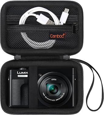 Canboc Carrying Case for Panasonic LUMIX DC-TZ99E/ TZ99/ TZ300/ ZS99/ ZS300/ LX10/ ZS80/ ZS100/ ZS70/ ZS200 Point and Shoot Camera, Zipper Mesh Pocket fits USB Cable, Batteries, Black Case Only