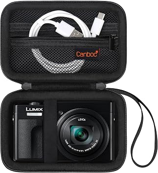 Canboc Carrying Case for Panasonic LUMIX ZS99/ TZ99/ ZS300/ LX10/ ZS80/ ZS100/ ZS70/ ZS200 Point and Shoot Camera, Zipper Mesh Pocket fits USB Cable, Batteries, Black Case Only