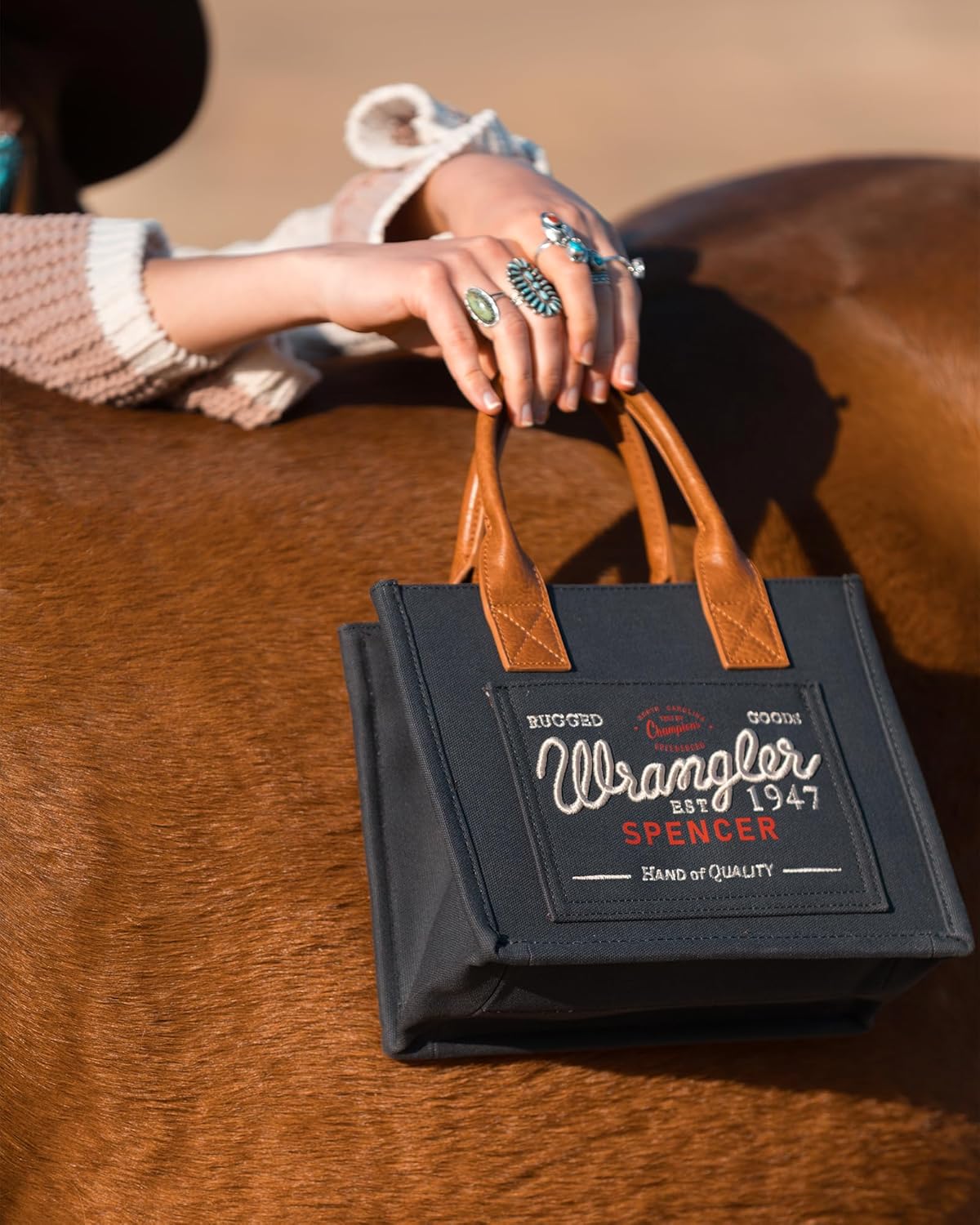 Montana West Wrangler Tote Bag for Women Retro Canvas Top Handle Purses and Handbags - Image 3