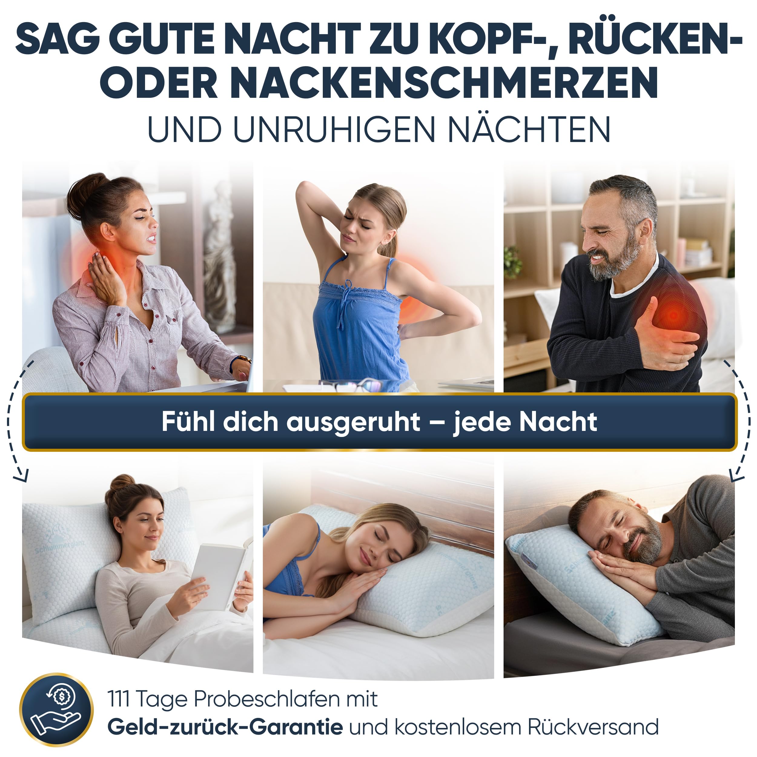 Memory Foam Nackenkissen 40x80 höhenverstellbar Ergonomisches orthopädisches Kopfkissen für Rücken und Seitenschläfer Anti Schnarch