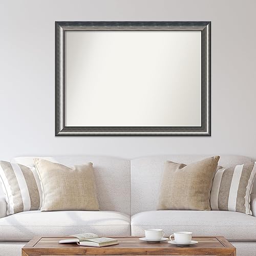 Miniatura 4 de Amanti Art Espejo de baño plateado para sobre el fregadero, 37 x 50 pulgadas, espejo de tocador rectangular Quicksilver Scoop personalizado, marco