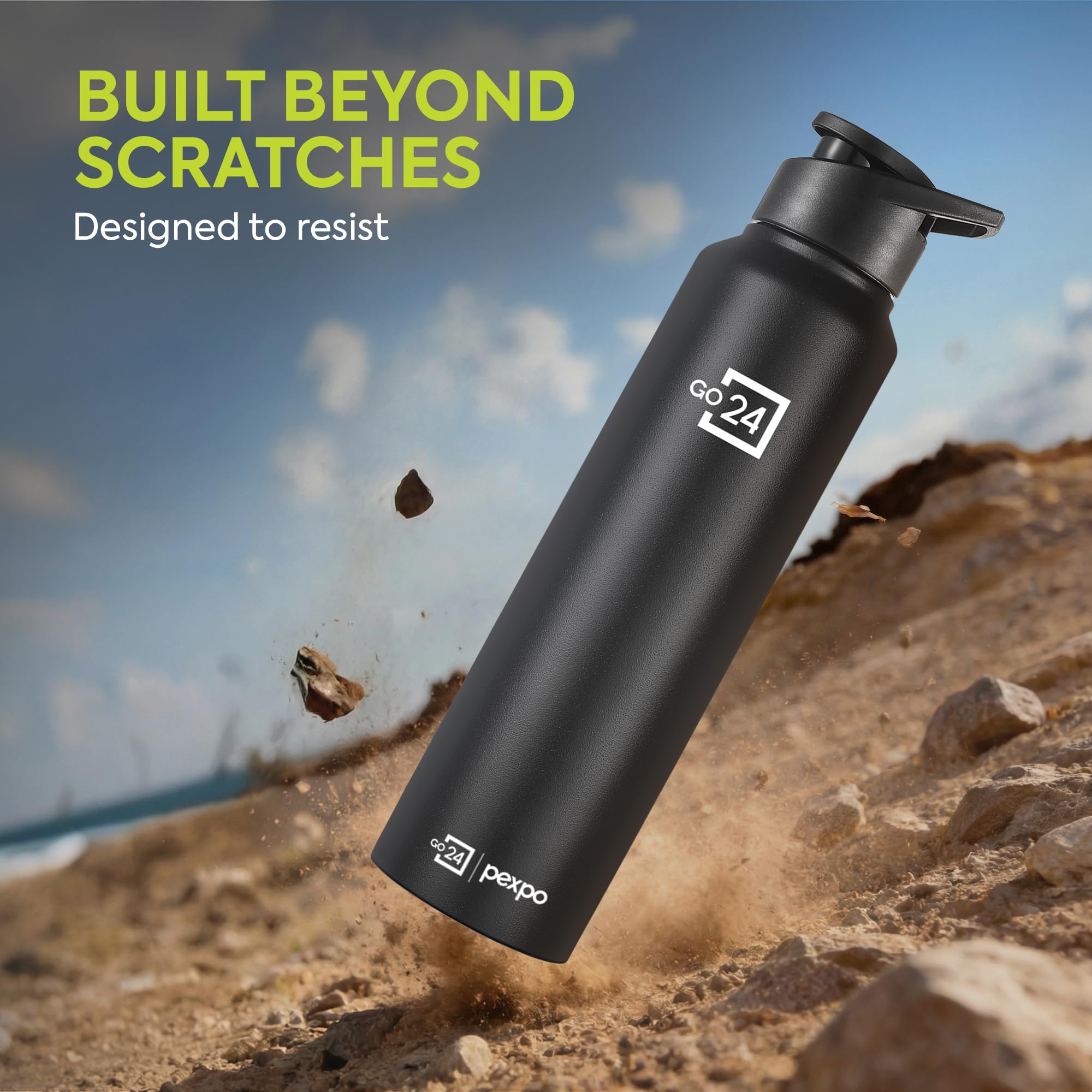 Go24 pexpo Stainless Steel Water Bottle Chromo Knight Black 950ml 4