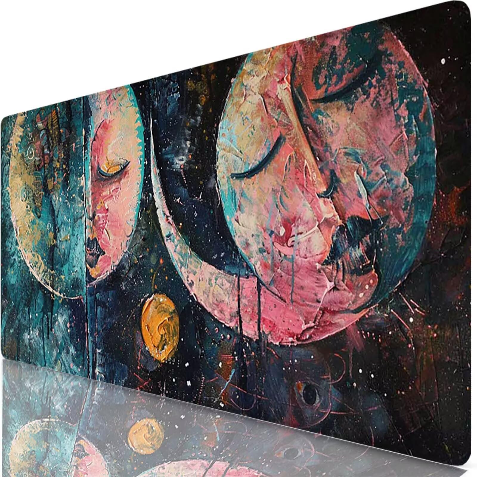 Czarna podkładka pod mysz do gier XXL 1600 x 800 x 3 mm duża podkładka pod mysz XXL abstrakcyjna podkładka pod mysz do klawiatury i biura, wysoka precyzja i prędkość, antypoślizgowa guma, akcesoria do