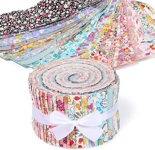 Tiras de tela Jelly Roll para acolchar, rollos de gelatina para acolchar, paquete surtido de 36 tiras, tela de algodón suave para mantas, bolsos,
