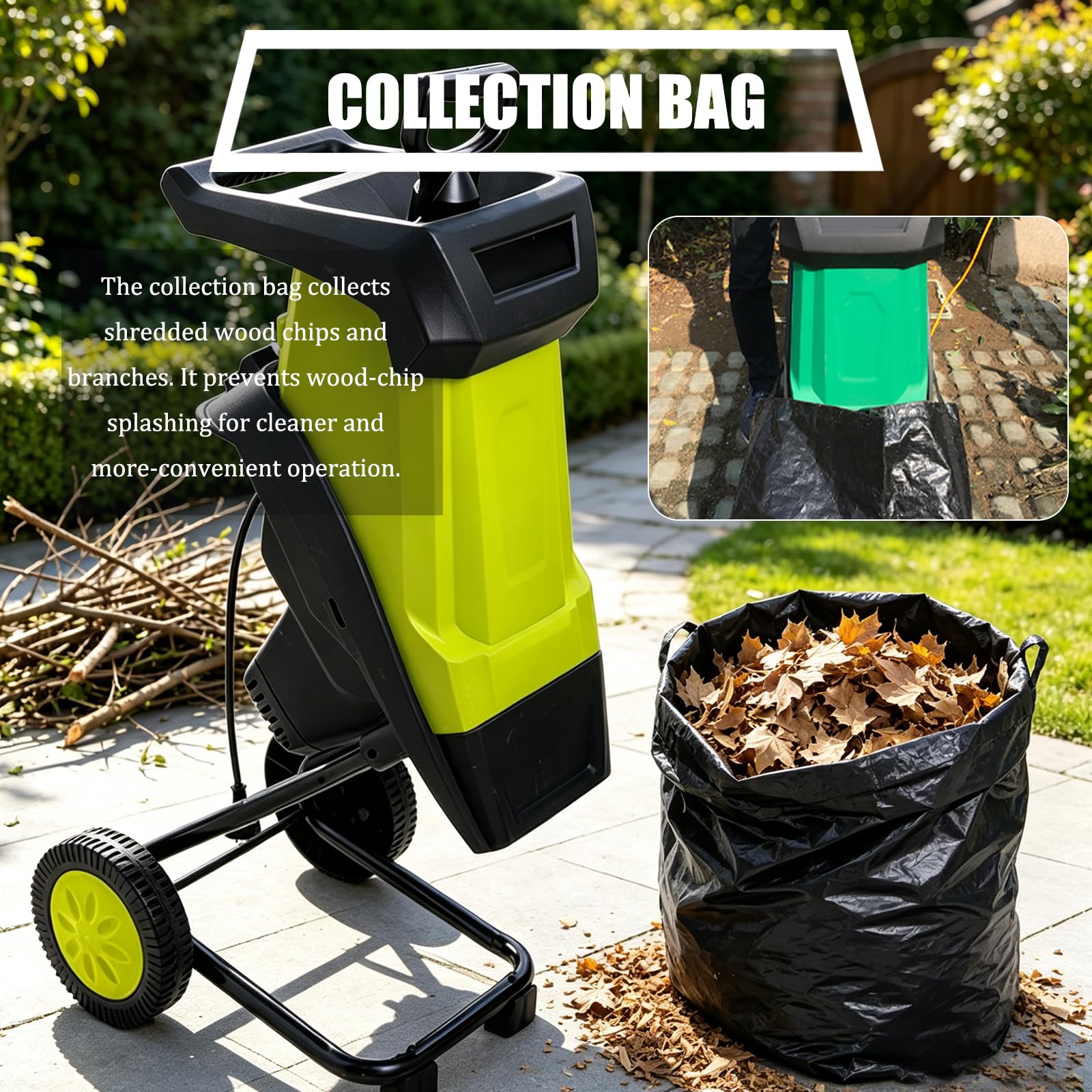 Broyeur De Bois électrique Pour Jardin, Capacité De Coupe De 39 Mm