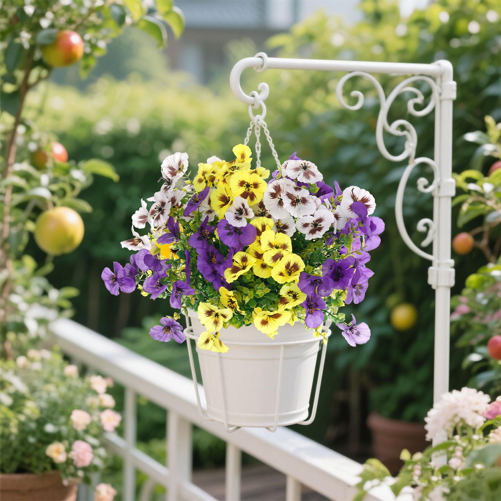 hoyuwak Künstliche Stiefmütterchen Blumen - UV-beständige künstliche Stiefmütterchen Blumen für den Außenbereich, Garten, Terrasse, Pflanzgefäße, keine Wartung, Kunstpflanzen für Heimdekoration