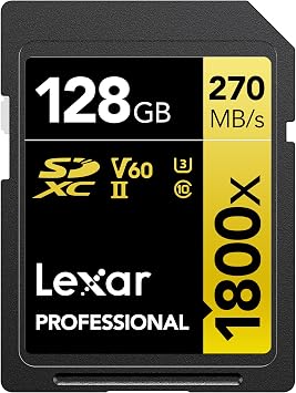 LEXAR PROF 128GB 1800X SDXC UHS-II 270MB/s read 180MB/s write C10 V60 U3