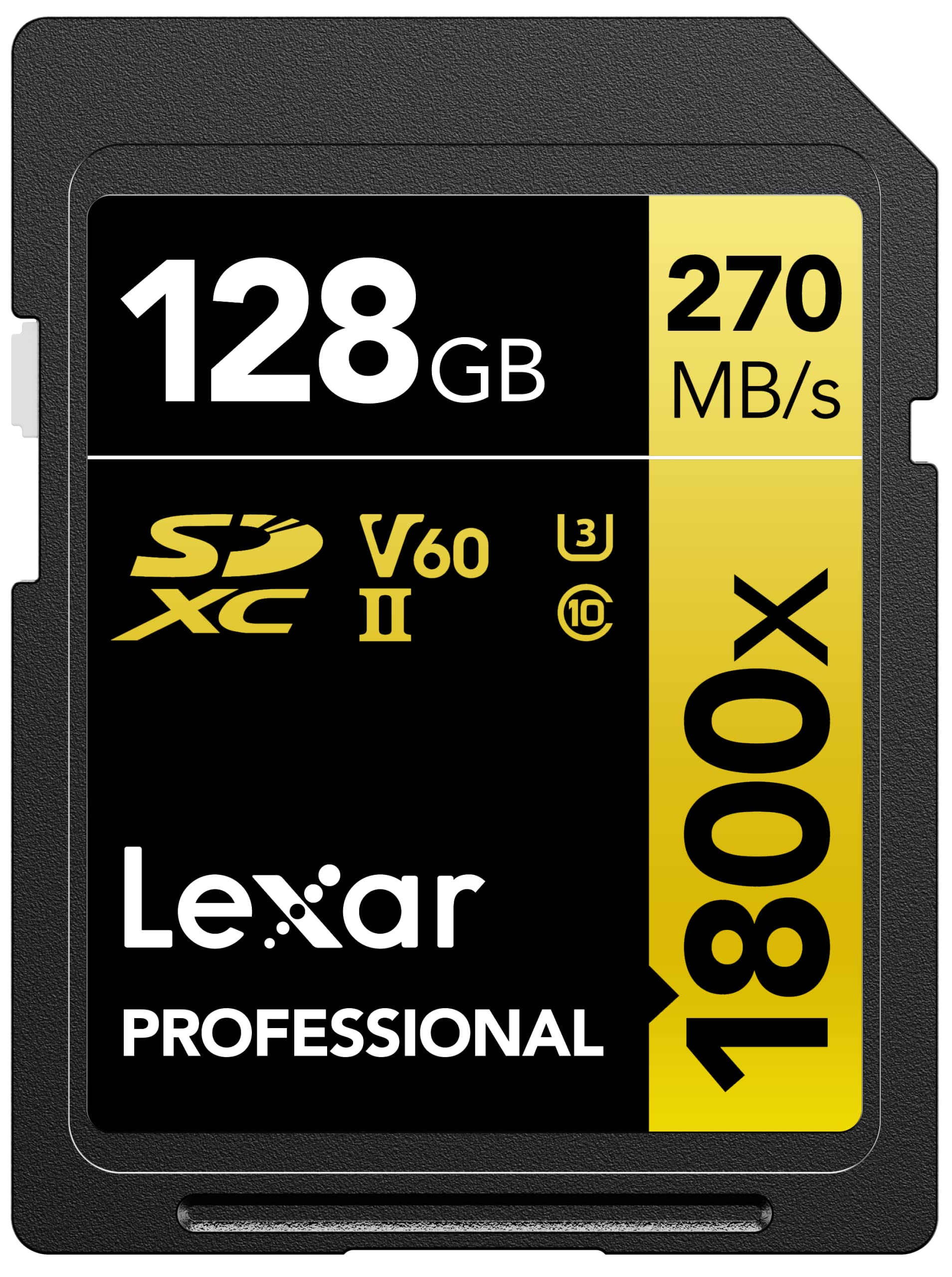 Lexar SDカード Professional 1800x SDXCカード 最大読込280MB/秒 書込210MB/秒 UHS-II Class 10 U3 V60 4K Ultra HD 動画撮影 国内正規品 (128GB) LSD1800128G-BNNNG