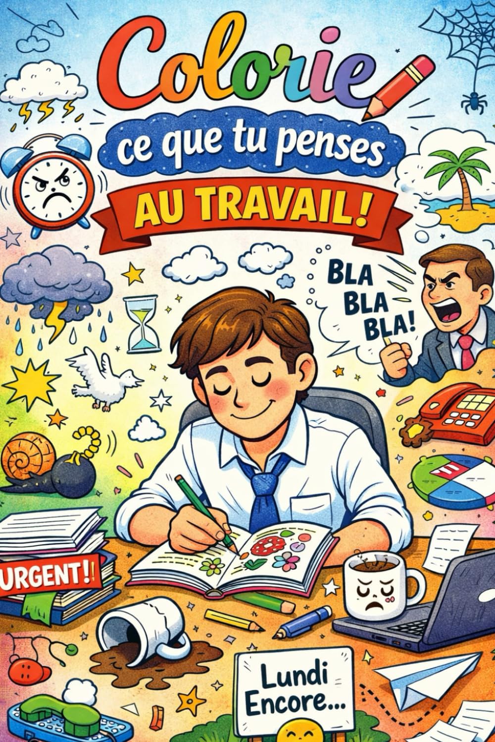 Colorie ce que tu penses au Travail: Plus de 45 Citations d'humour liés au Travail avec Motifs Relaxants à colorier | Idée Unique de Cadeau Collègue de Travail | 100 Pages