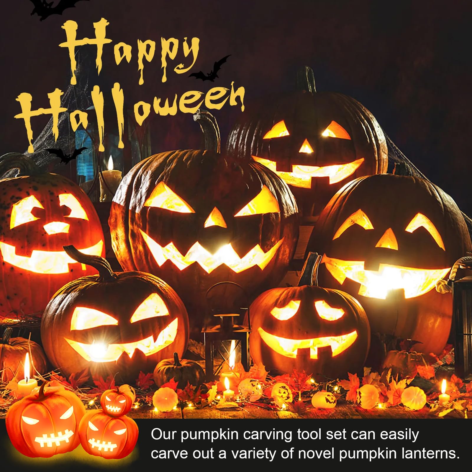 Pumpkin Carving Kit 10 Piezas de Acero Inoxidable para Calabazas Halloween, Set Profesional de Tallado para Frutas y Decoración Festiva