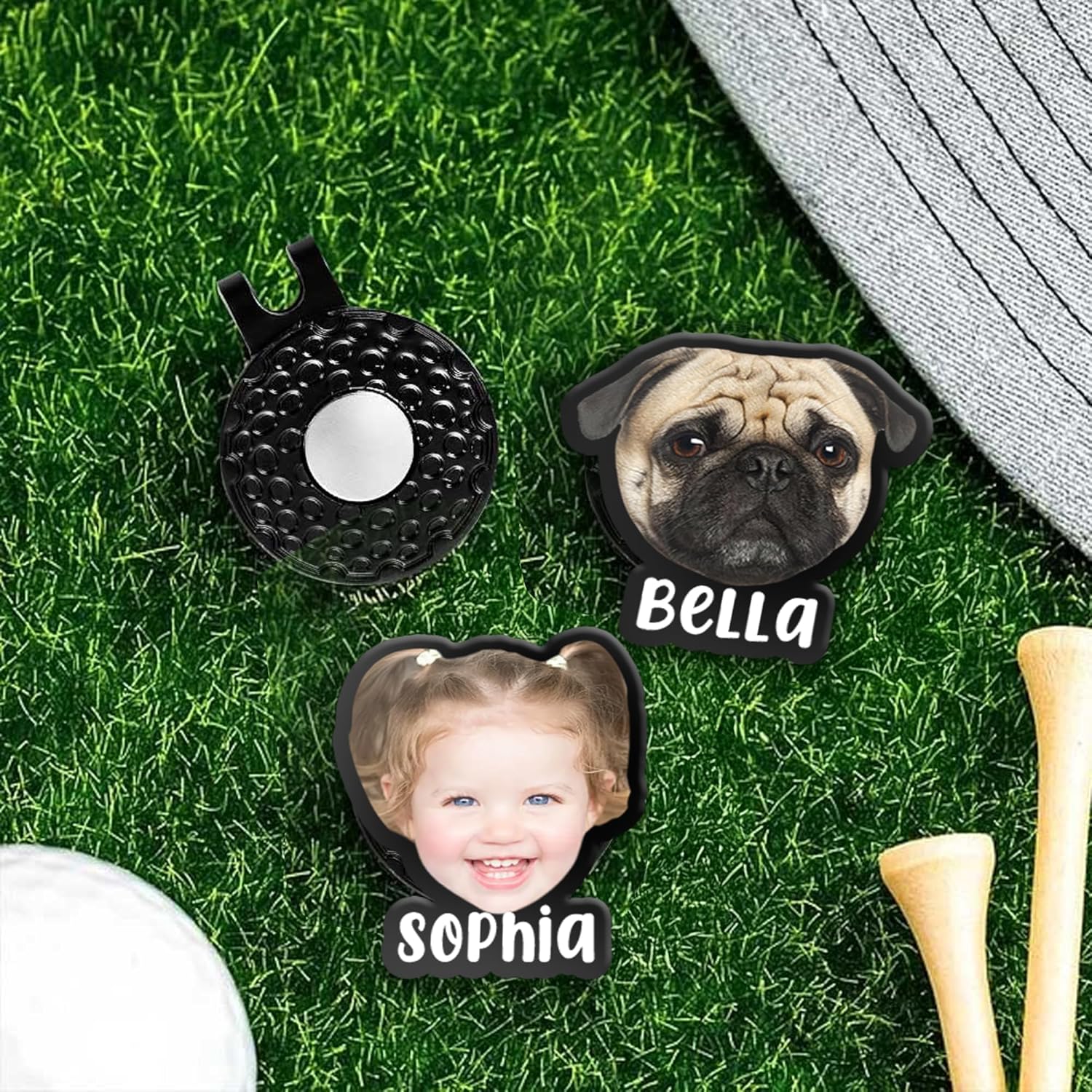 callie Personalized Golf Ball Marker Hat Clips with Pet Dog Cat Photo, Custom Magnetic Golf Accessories Gifts for Men, Women, Pet Lovers (Photo)
