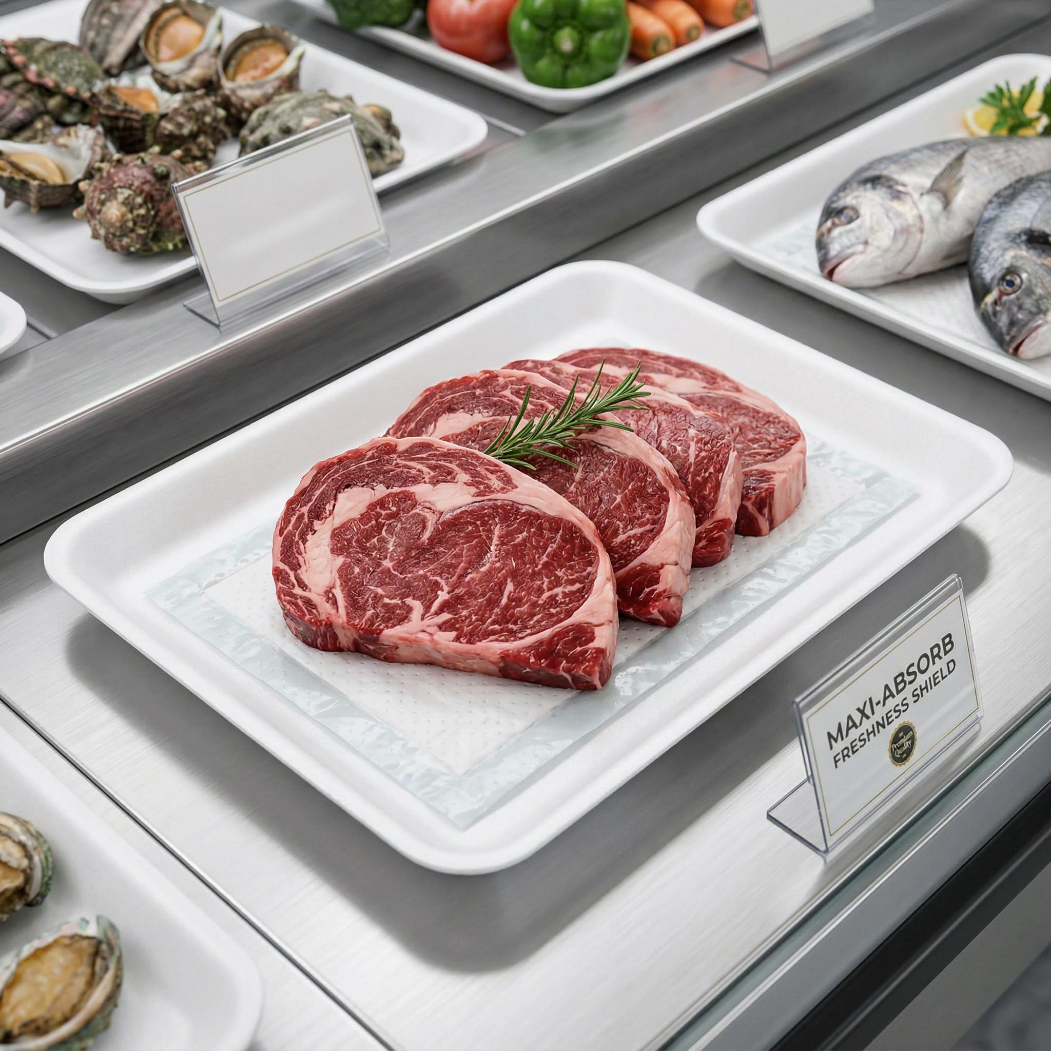 Almohadillas absorbentes de carne Dri Lock de 60 gramos, 4 x 7 pulgadas, almohadillas absorbentes de carne blancas para cocina y tienda (500 unidades)