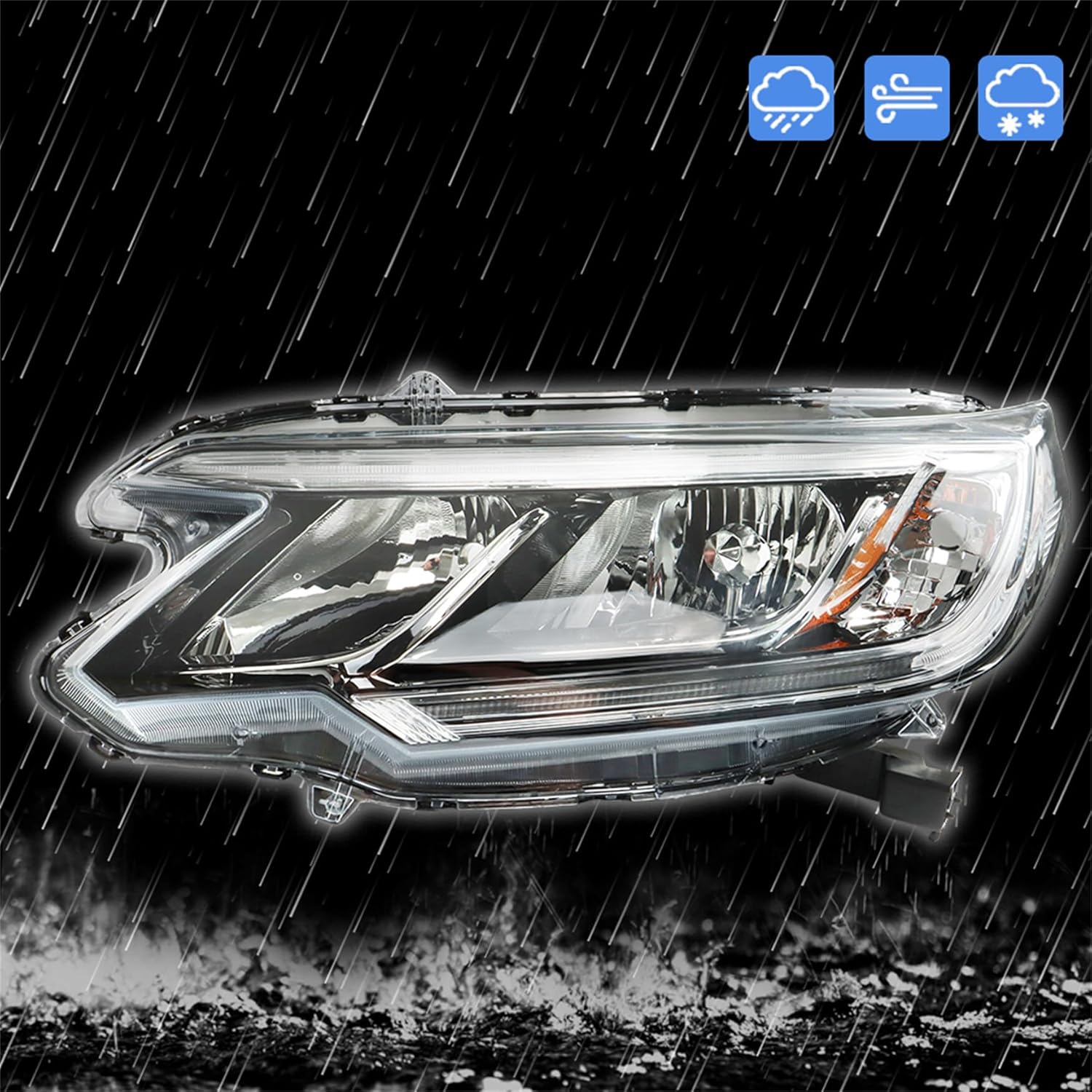 WFLNHB Headlight Assembly Replacement for Honda CRV EX EX-L SE 2015 2016 Left Front DRL Lamps 33100T1WA01 33150T1WA01 Driver Side Headlight