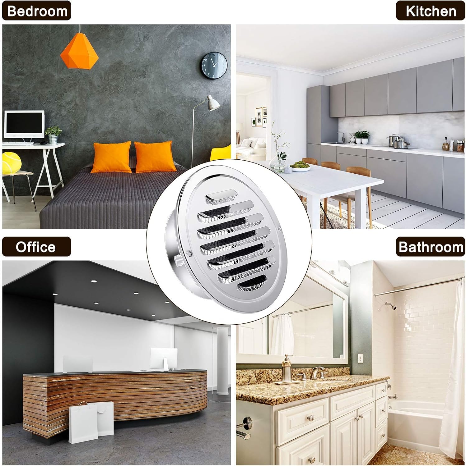 Griglia Quadrata In Plastica Con Zanzariera AMIG - 200x200 Mm, Bianco - Per Prese D'aria In Bagno, Cucina, Soffitto