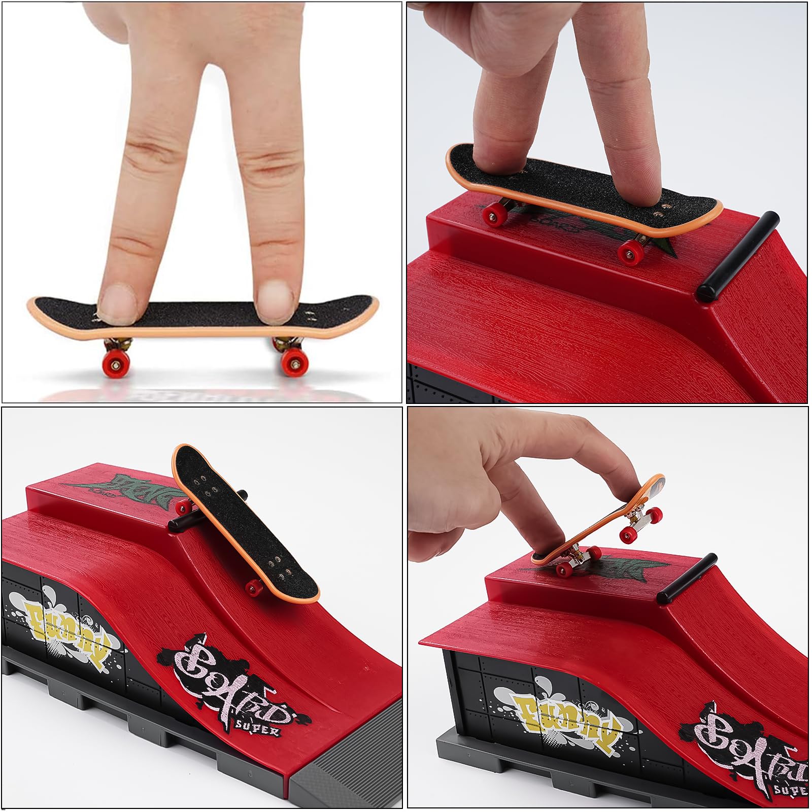 BuyWeek Kit Rampa per Skateboard per Dita Skateboard da Dito, Mini in ABS per Bambini Allenamento