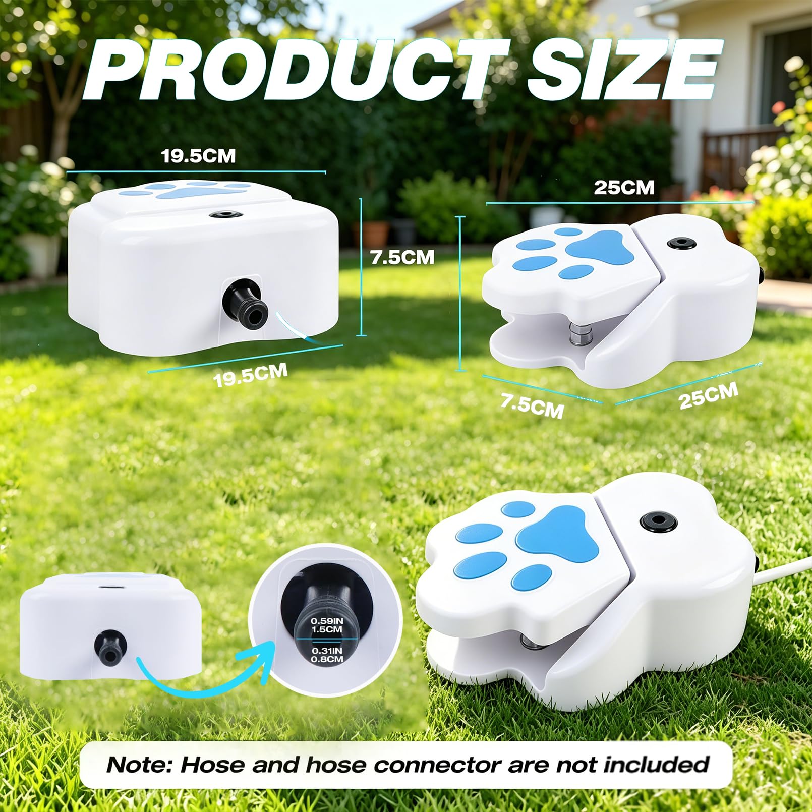 Tritt-Wasserbrunnen für Hunde, pfotenaktivierter Hunde-Sprinkler für den Außenbereich, Trinkbrunnen für Haustiere mit Schlauchanschluss, sommerliches Wasserspielzeug für den Garten (1PCS)