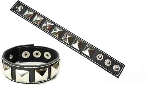 Amazon.com: Black Leather Gothic Punk One Row Square Studded