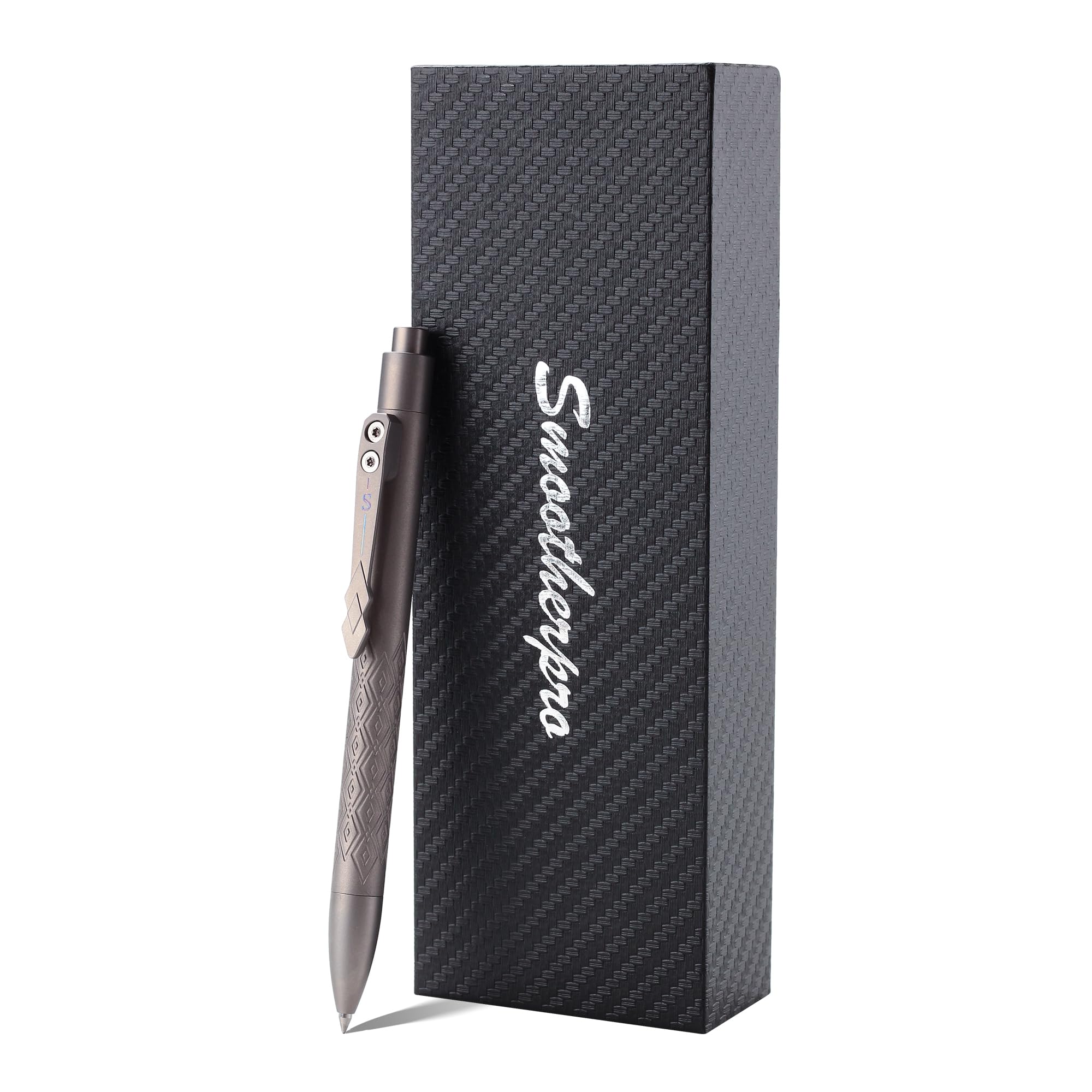 SMOOTHERPRO Penna a Sfera Titanio EDC Bolt Action Clip Resistente in Acciaio Inossidabile Bilanciamento del Peso per Ufficio Scuola Attività commerciale Colore Grigio(Ti951