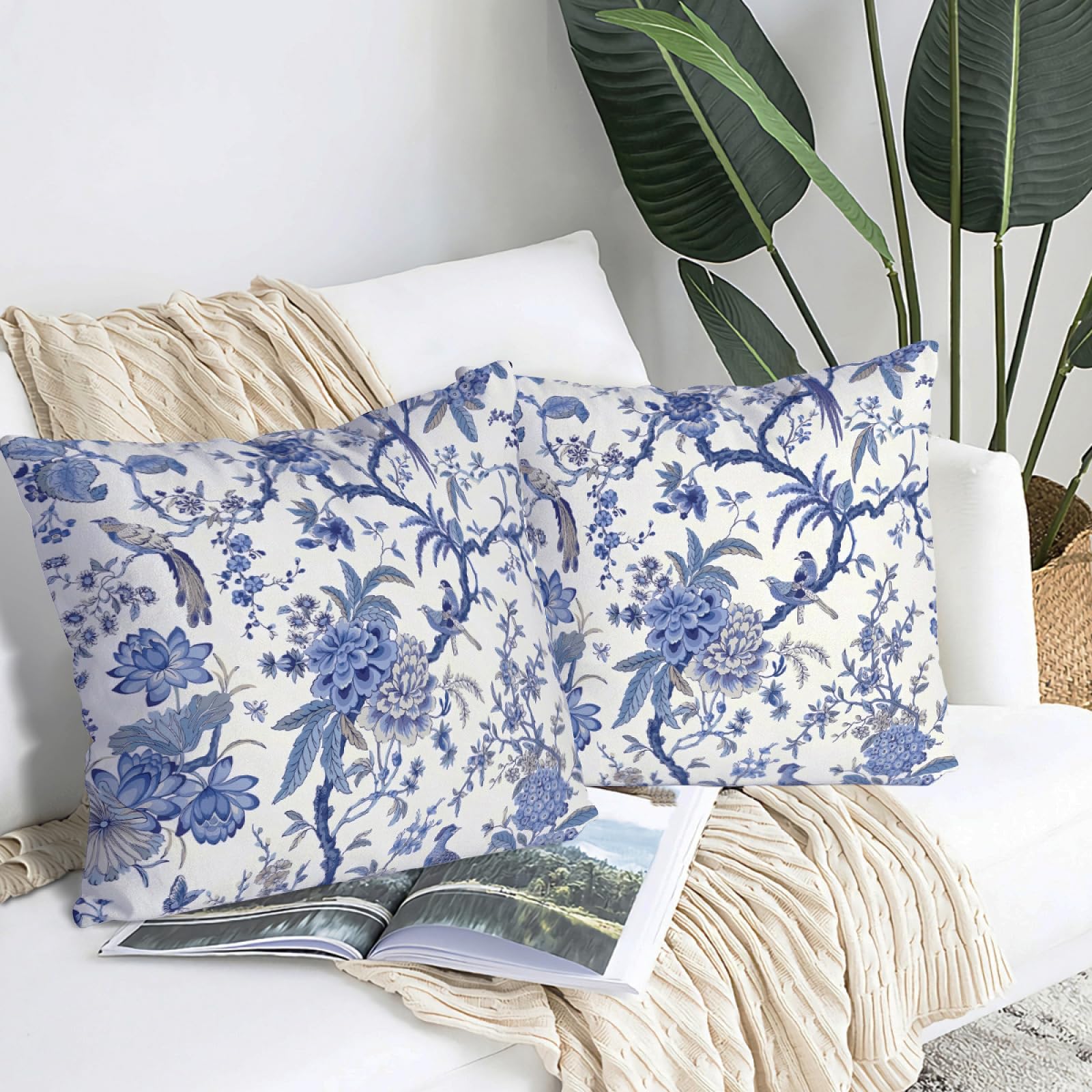 Amazon.co.jp: (シノワズリー) Chinoiserie クッションカバー ブルーと