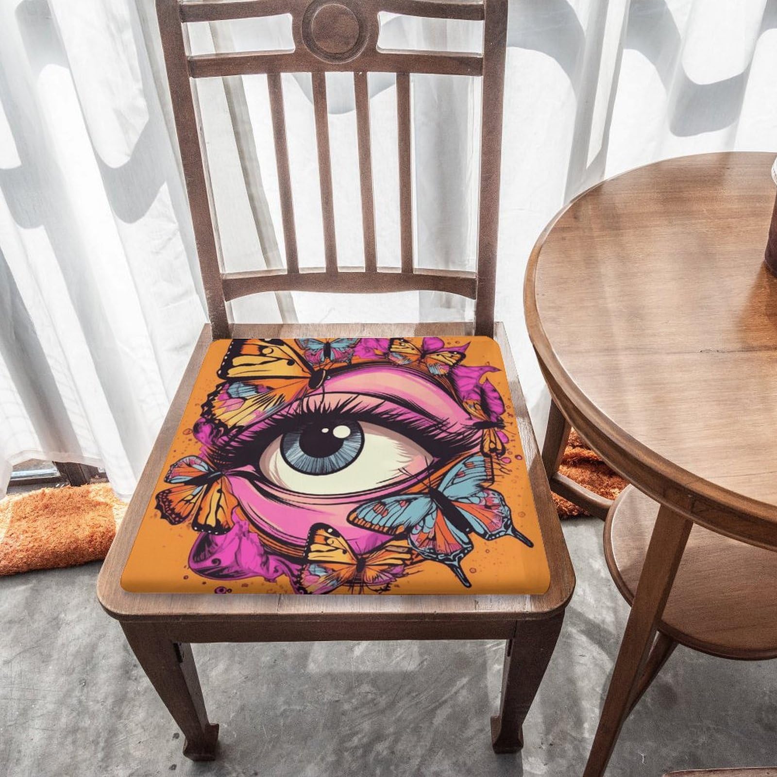 Cojín de meditación con diseño de mariposas alrededor de los ojos, para yoga, tatami, chimenea, sala de estar