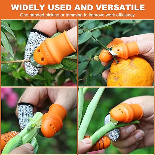Miniatura 7 de Juego de cuchillos de pulgar para jardineros, podadoras de dedos, dispositivo de recolección de cocina, herramientas de jardinería portátiles,