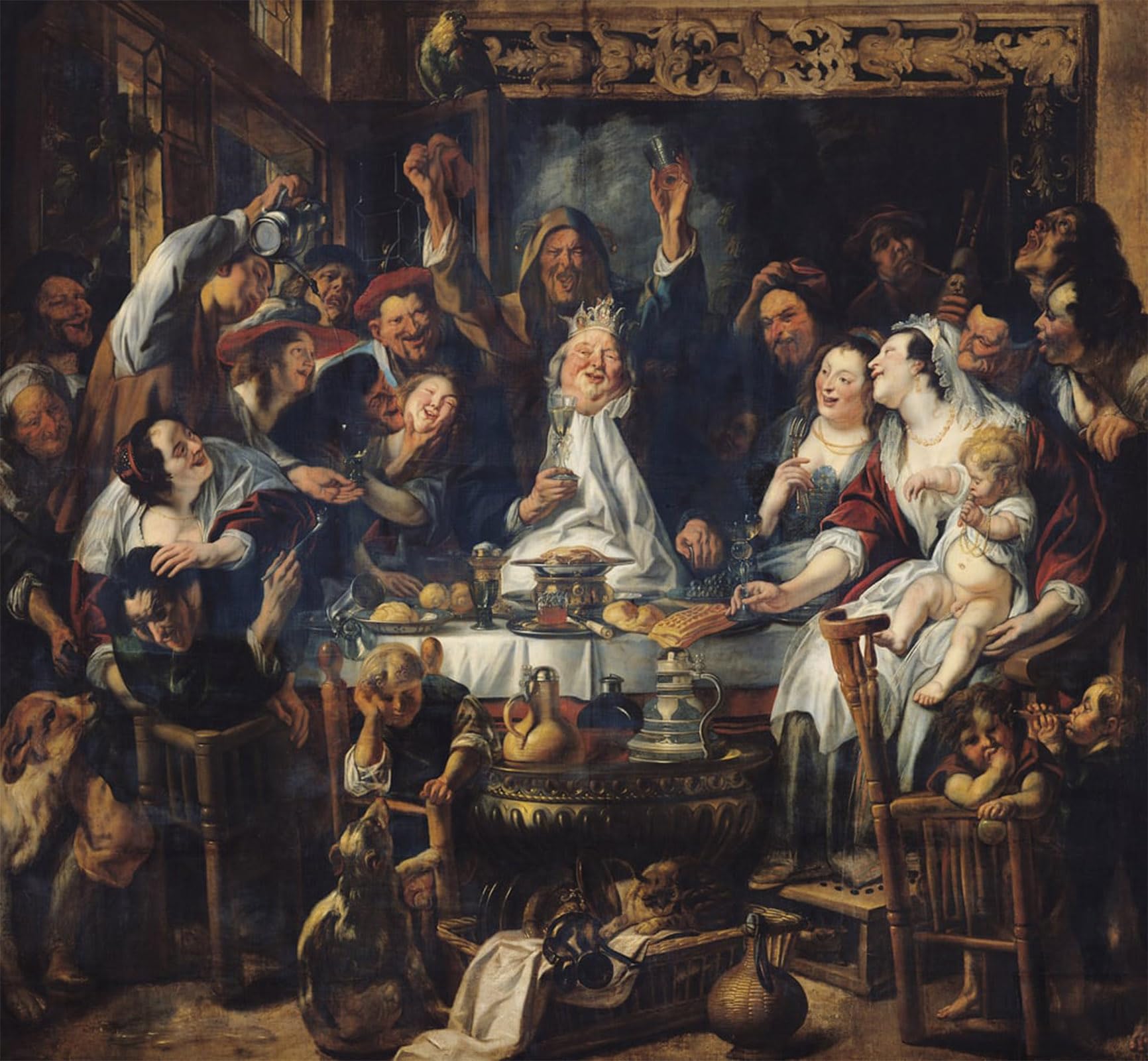 ARTXLXXBN Famous Art Print Poster Vintage Wall Art the King Is Drinking by Jacob Jordaens Canvas Art Poster for Home Decor 60x90cm