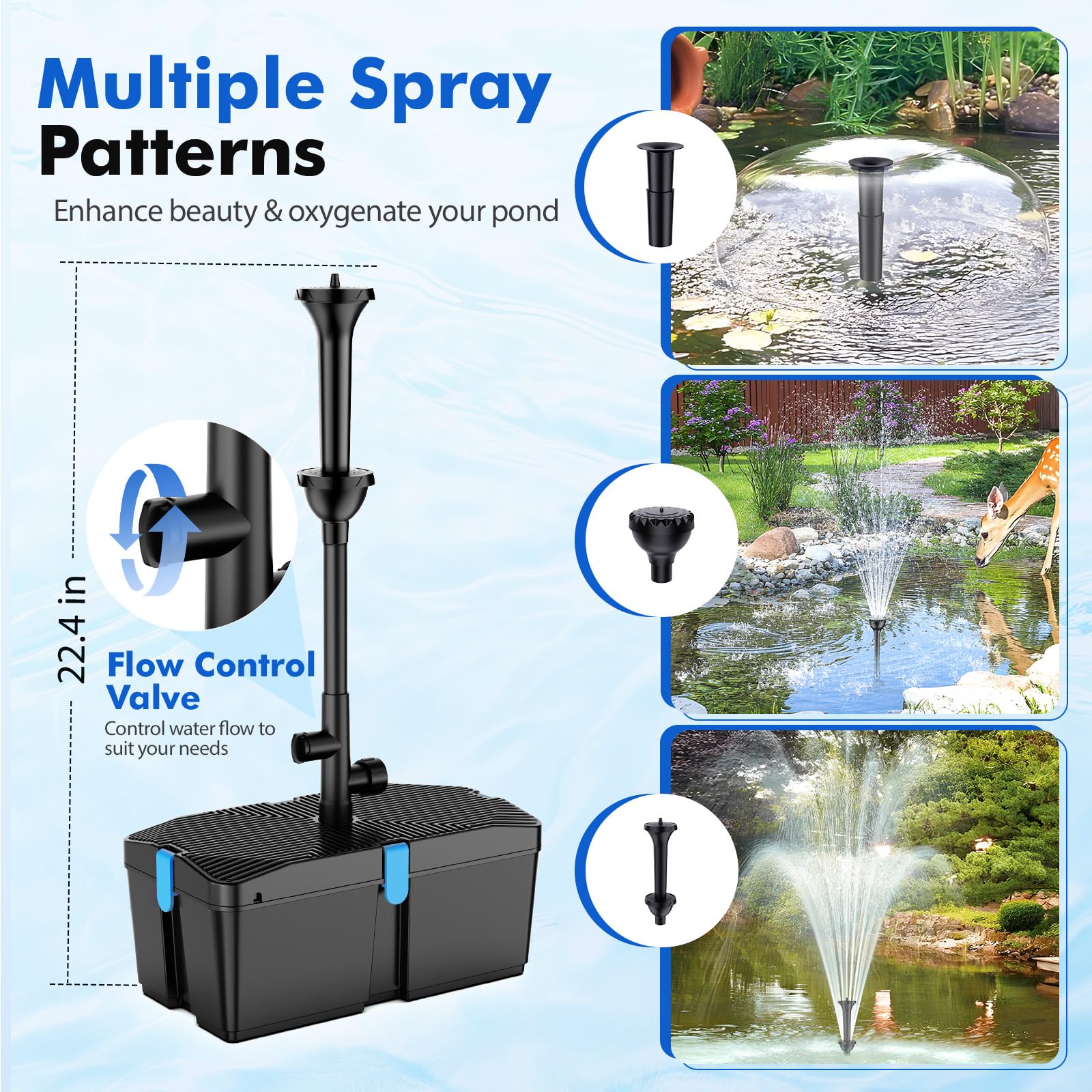Pompe de bassin 50W avec filtre et kit de filtration immergée