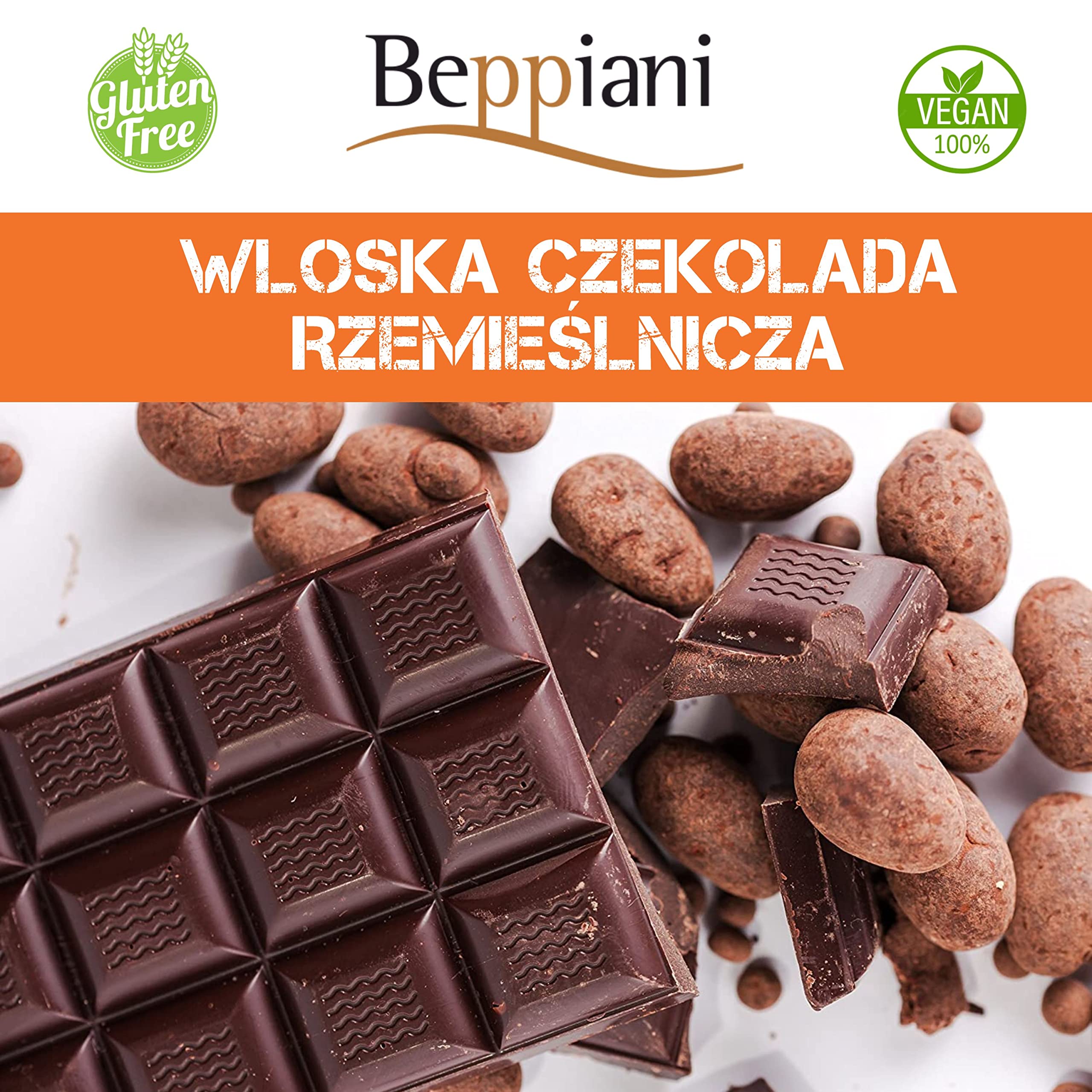 Beppiani 100% Masy Kakaowej Czekolada Artisan Wegańska Bez Cukru Zestaw 11 sztuk Made in Italy