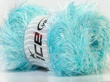 Large 100 Gram Skein Light Turquoise Blue Eyelash Yarn Fun Fur 164 Yards