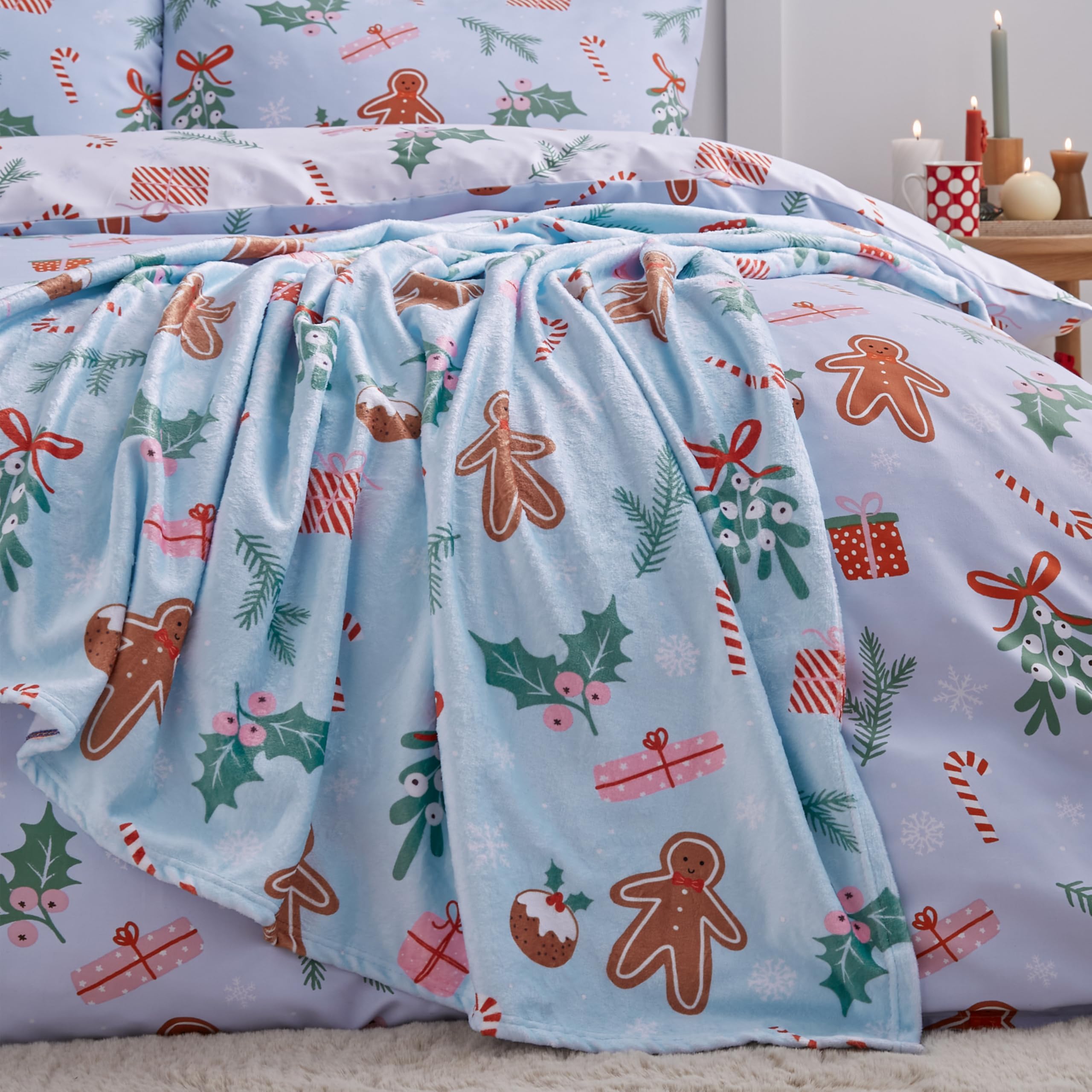 Catherine Lansfield Fleece Blanket Throw - Blue - 130 cm x 170 cm