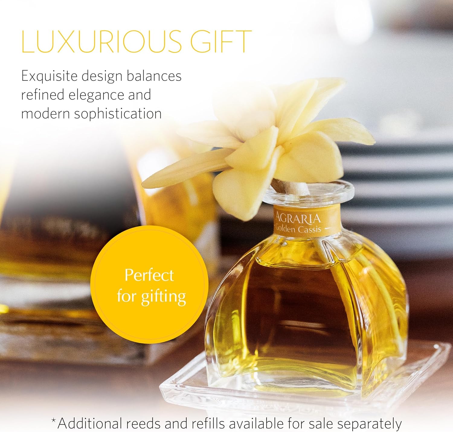 AGRARIA PetiteEssence Flower and Reed Diffuser Set, Hand Crafted Sola Flower Botanical Home Fragrance Set, Scented Oil Gift for All Occasions