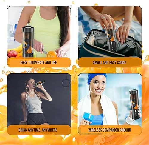 Miniatura 3 de Licuadora portátil, tamaño de viaje personal de 16 onzas para batidos de frutas, 6 cuchillas afiladas, mini USB recargable, impermeable, potente