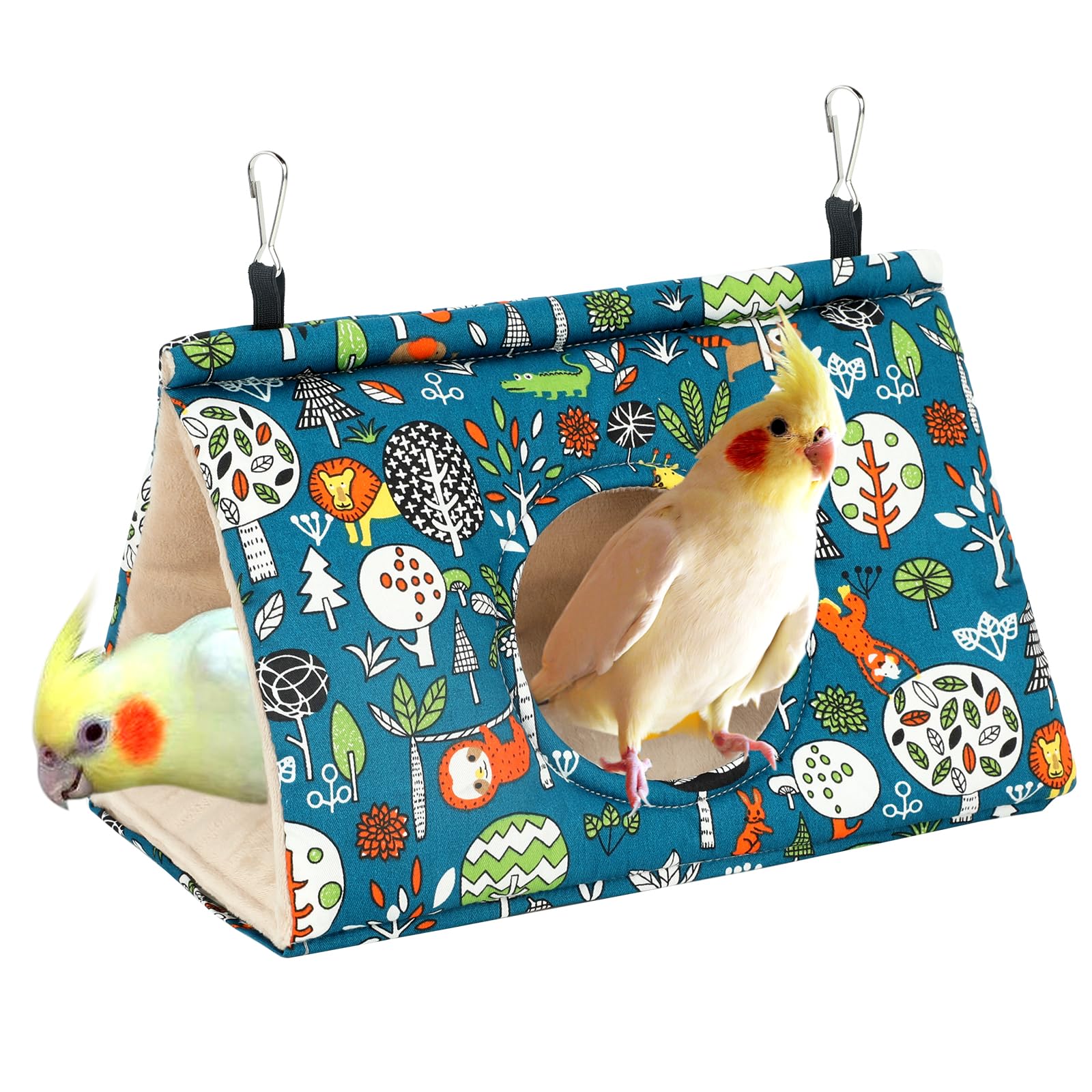 Rypet Bird Nest House, Bird Bed for Cage, Hanging Hammock Bird Hut, Blue M