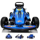 24V Electric Go Kart for Kids, Crazy Drift Cart with 400W Motors, EVA Tires, Max Speed 8.1 MPH, Music, Wireless, Electric Pedal Kart Outdoor Ride on Toy for Kids Ages 6+, Blue