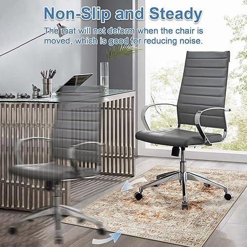 Miniatura 5 de Tapete para silla de oficina, protección de suelo duro, 36 x 48 pulgadas, antideslizante, compatible con suelos de juegos y alfombras, color naranja