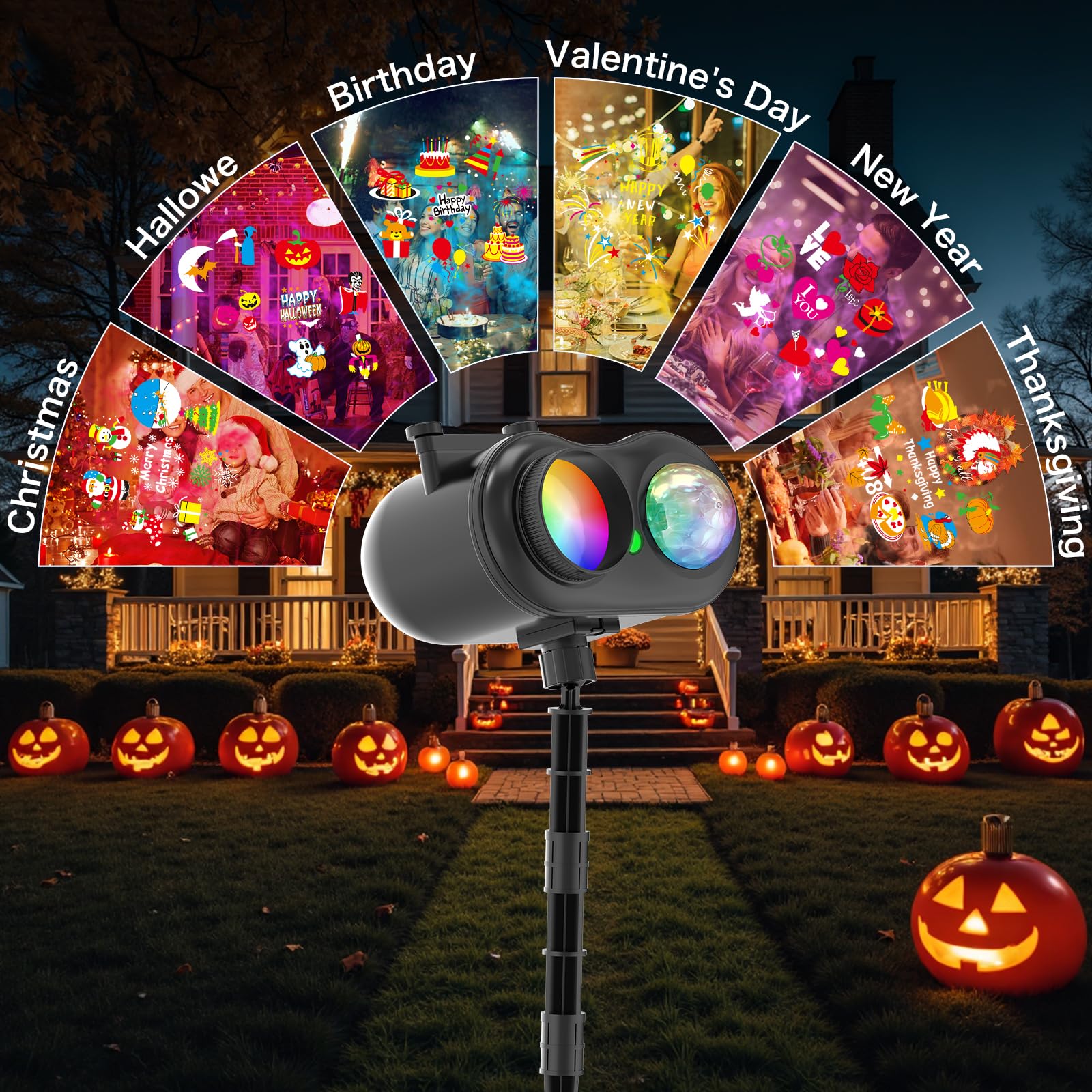 Projektor Weihnachten Außen,Doppelter Kopf Dynamische Led Schneeflocken Weihnachtsprojektor Outdoor,mit 80 Meereswellen-Effekten,Fernbedienung Timer,für Garten,Wand,Hofparty Weihnachtsdeko