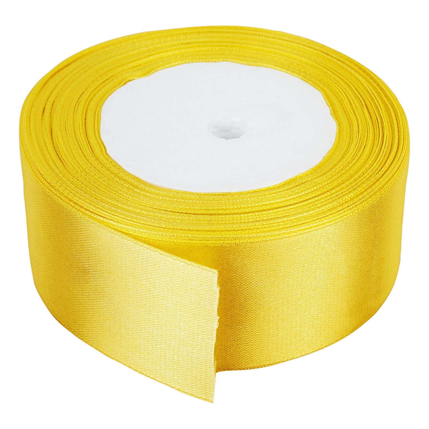 Trimming Shop 50mm Yellow Double Sided Satin Ribbon, 25 Metres