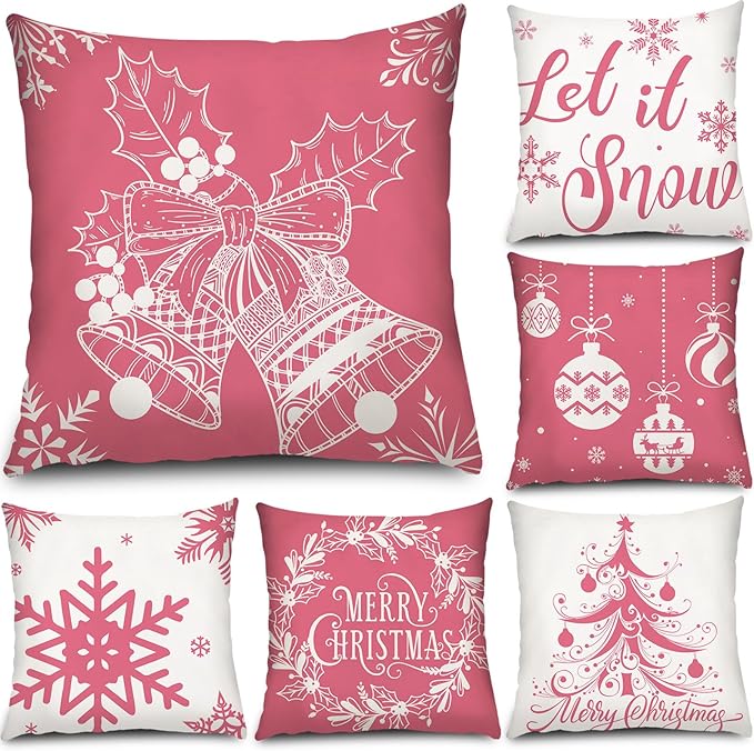 6 Pcs Christmas Pillow Covers Cushion Covers Decoration