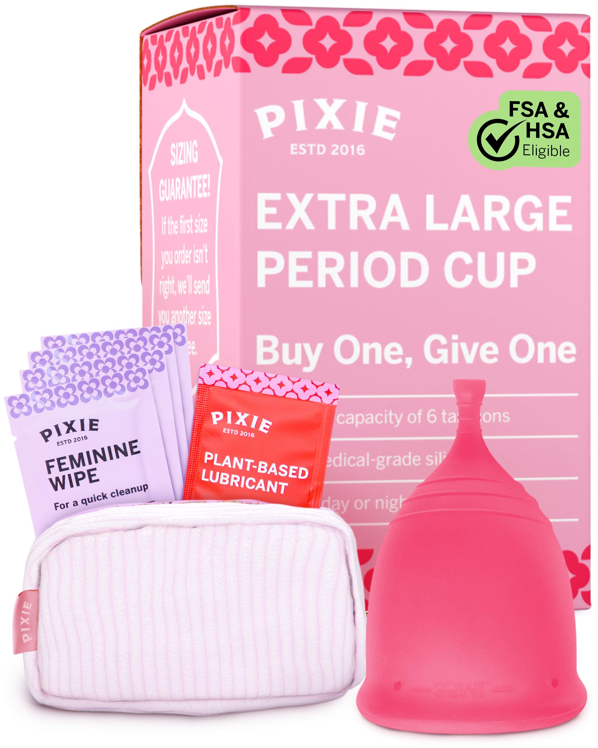 Pixie Soft Menstrual Cup - Ranked 1 for Most Comfortable Reusable Period Cup - Buy One We Give One - Includes Ebook Guide, Cleaning Wipes, Lube, &amp; Storage Bag - Tampon and Pad Alternative