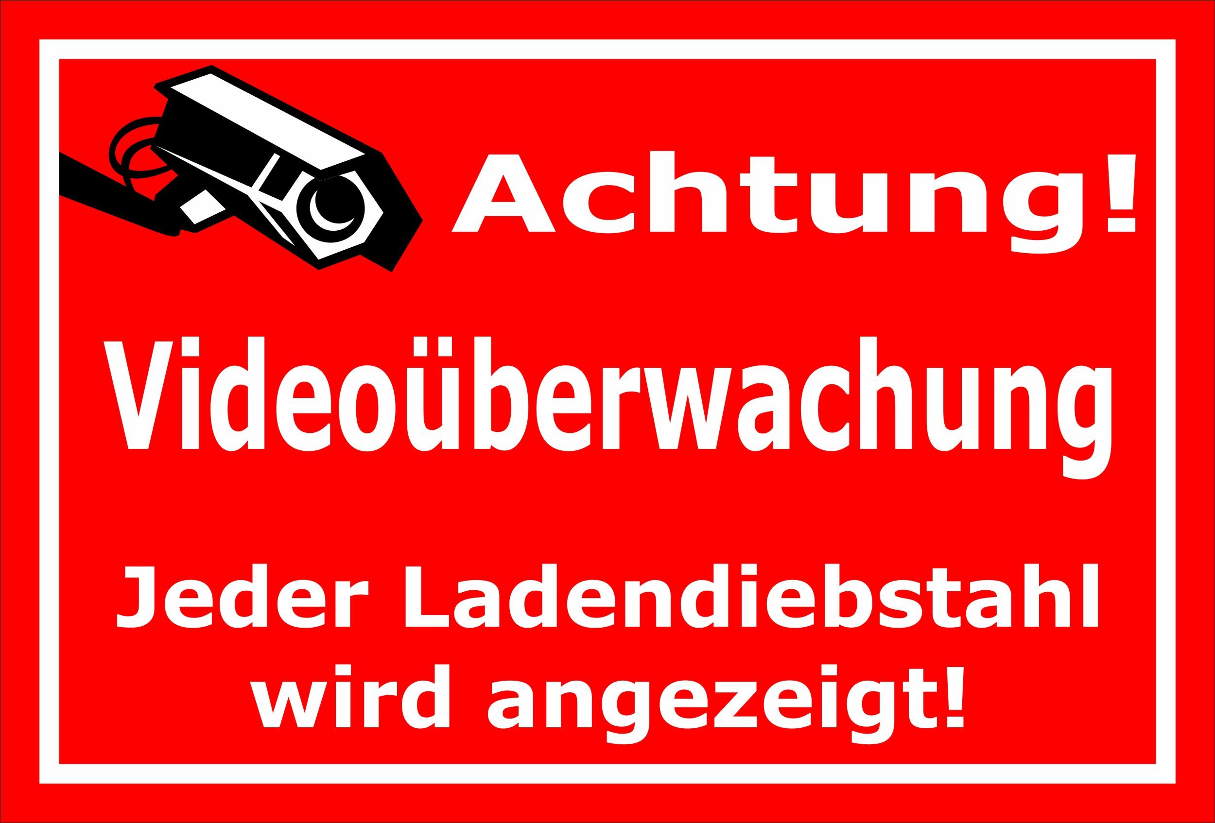 Schild 'Videoüberwachung' 30x20 Cm – Aus 3 Mm Aluverbund, Mit 4 Bohrlöchern, Wetterbeständig