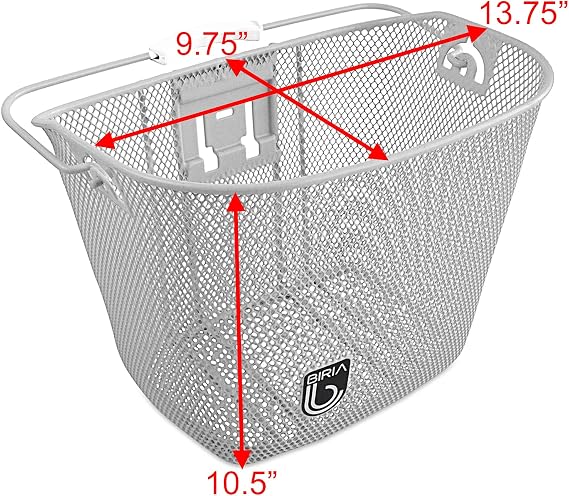 Bicycle Basket with Bracket White, Front Quick Release Basket, Removable, Wire Mesh Bicycle Basket, fit Handlebar Size 25.4 mm, NEW, White by Biria
