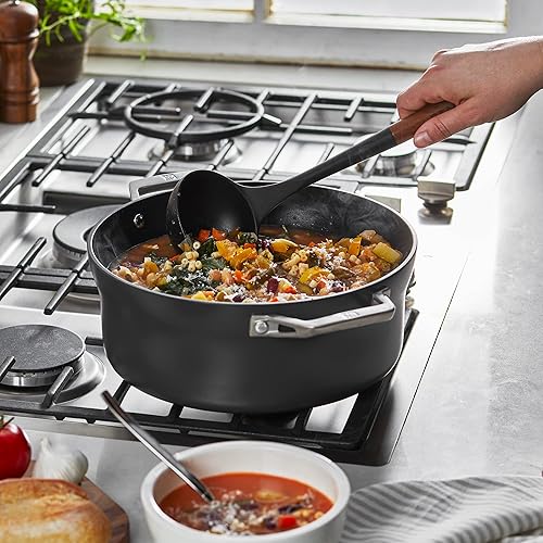 Miniatura 2 de STAUB Soup Ladle, Perfect for Serving Hot Soup, Portion Batter for Pancakes, and Sauce Pasta, Durable BPA-Free Matte Black Silicone, Acacia Wood