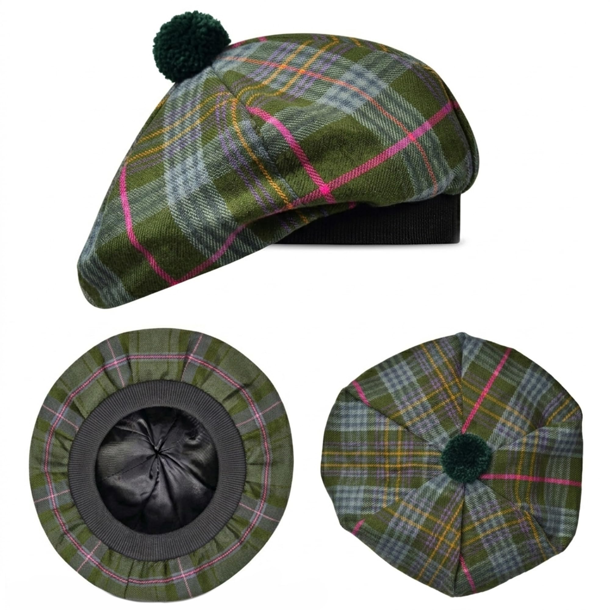 H Highland Redstone Unisex Kennedy Weathered Scottish Hat Tam O Shanter Scottish Bonnet Tartan Hat Acrylic Wool With Pompom (Uk, Alpha, One Size, )