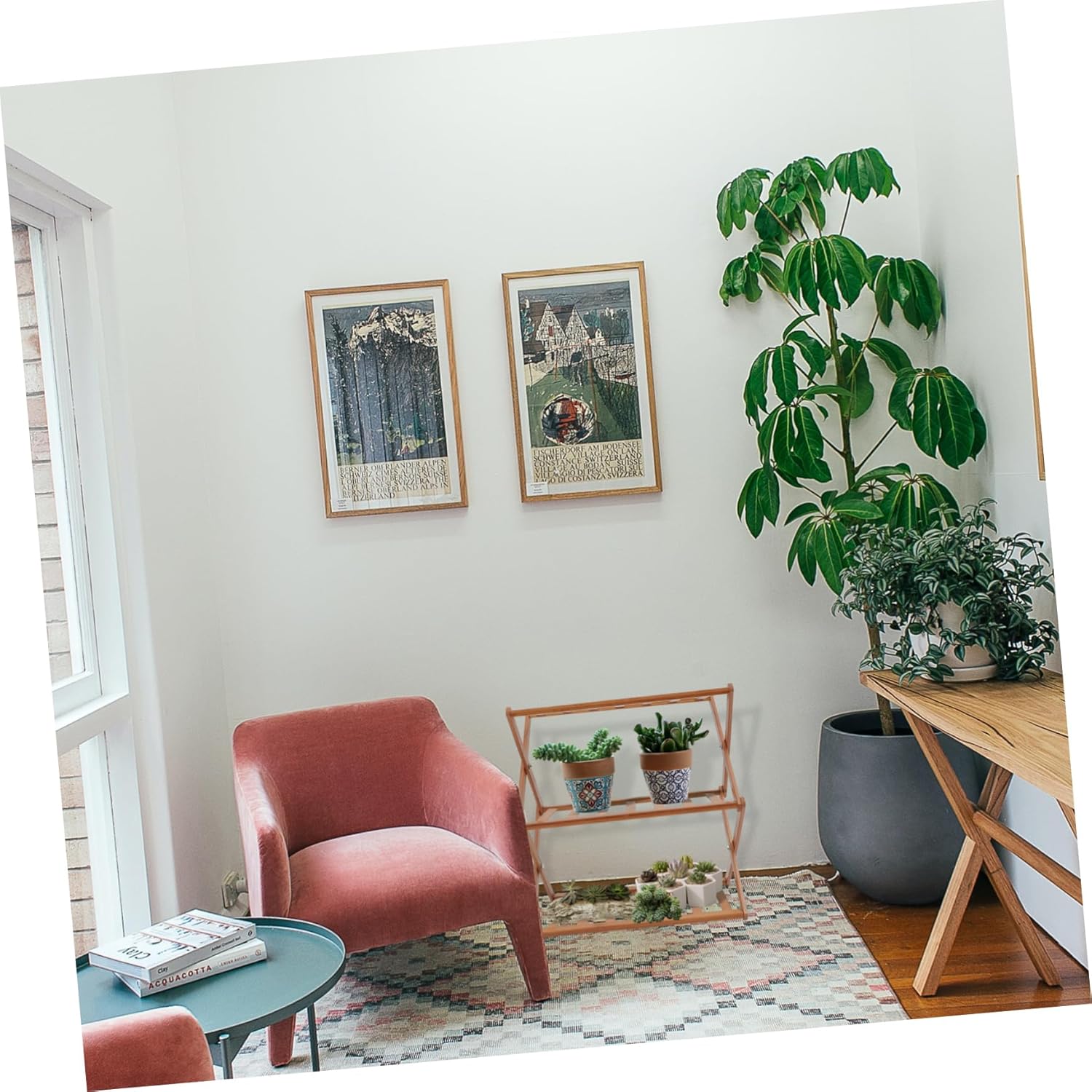 Mikikit Wooden Plant Stand Plant Pot Shelf Outdoor Planter Stand for Home Decor