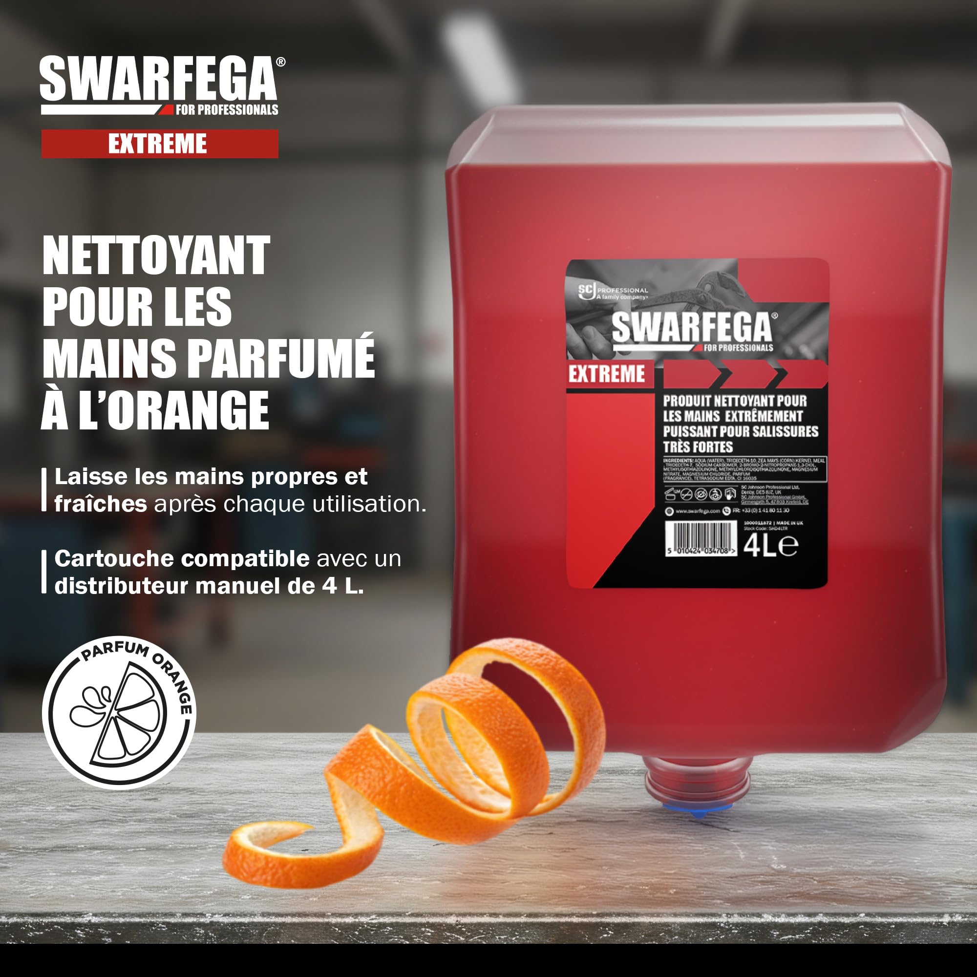 Swarfega Extreme – Nettoyant Mains Industriel – sans solvant – Recharge 4 L – Salissures très incrustées – Usage Professionnel